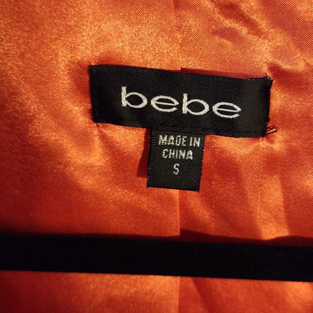 Bebe Sz Small Orange Cotton Blend Corduroy Button Up Trench Coat Spring Jacket - Picture 5 of 8